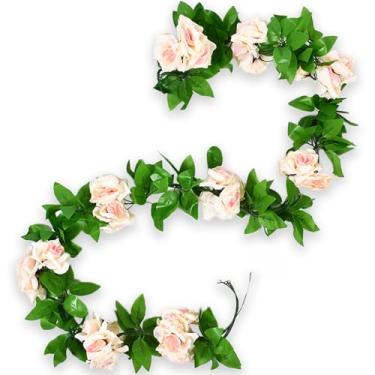 Imagem de Bairdish 4 peças, guirlanda de flores falsas de videiras artificiais com folhas verdes, plantas florais falsas penduradas para casa, quarto, sala de estar, pátio, decoração de Natal, casamento, festa