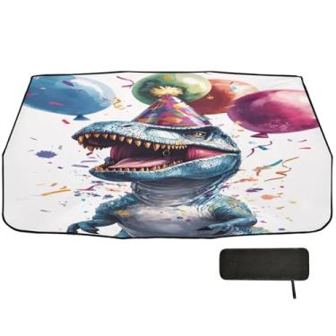 Imagem de Balões de dinossauro protetor solar de festa para para-brisa de carro cobertura completa guarda-chuva para para-brisas de carro, sombra de janela de sol para carro