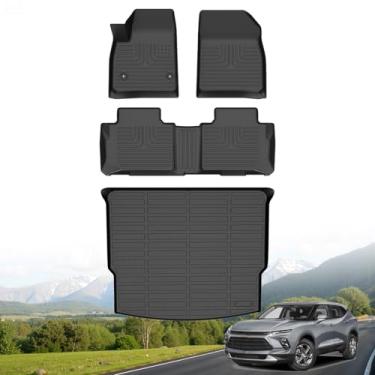 Imagem de Hutisya - Conjunto de tapetes de chão e forro de carga adequado para Chevrolet/Chevy Blazer (não para EV) 2019-2025 Proteção contra todos os climas antiderrapante e durável TPE conjunto completo de