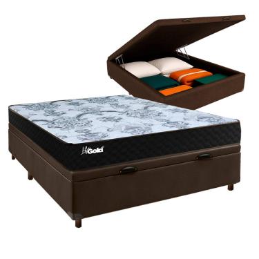Imagem de Conjunto Cama Box Bau Blindado Casal + Colchão Molas Ensacadas Life Gold Paropas