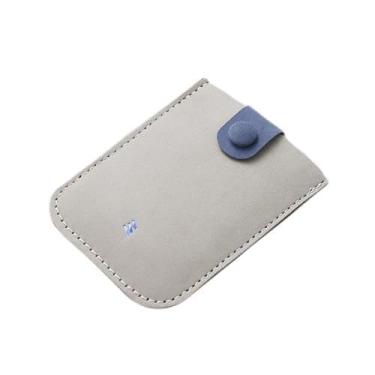 Imagem de Carteira feminina de couro sintético com bloqueio de RFID, organizador de viagem fino, Cinza e azul, Tendência