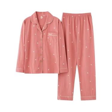Imagem de Conjunto De Pijamas De Algodão Para Mulheres Em Tamanho Grande, Camisa