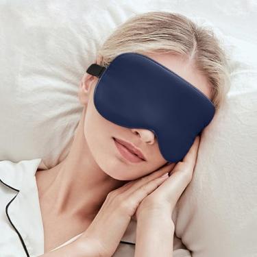 Imagem de Máscara de sono, máscara para os olhos 100% seda amoreira para dormir com alça ajustável, sombra de olhos de seda natural macia super suave para homens mulheres descanso viagem uso soneca (preto)
