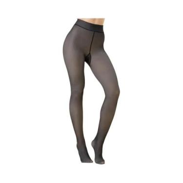 Imagem de Meia-calça Térmica De Inverno plus Size, Alta Cintura, Slim, Preta, Tr