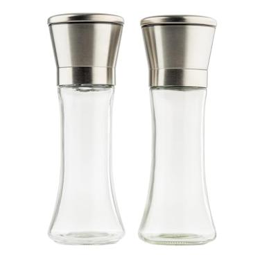 Imagem de TableCraft Conjunto de moedor de sal e pimenta 12836, 170 g cada, moedor ajustável, fácil de encher e limpar, vidro transparente, conjunto de 2 – ideal para uso em cozinha ou mesa