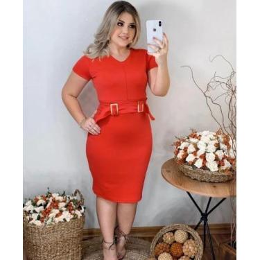 Imagem de Vestido Midi Plus Size 2 Fivelas Moda Evangélica Feminina - Miss Flowe