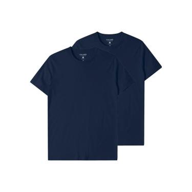 Imagem de Kit com 2 Camisetas Masculina Malwee 1000015037 Azul Marinho-Masculino