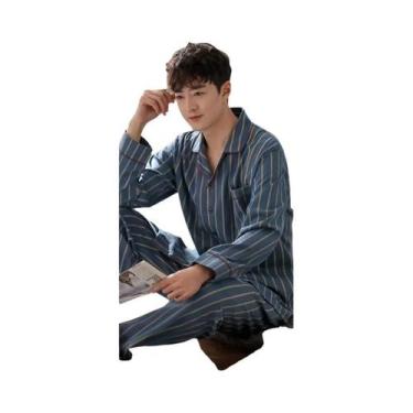 Imagem de Conjunto De Pijama Masculino De Manga Longa E Calças Longas Para Prima