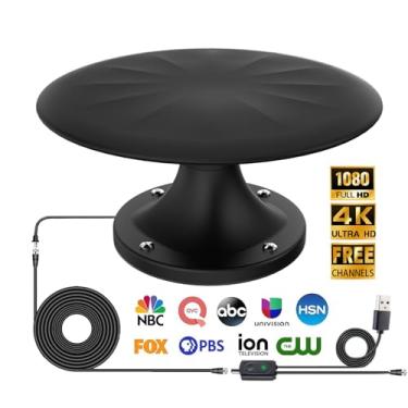 Imagem de Antena de TV RV para Smart TV externa, sinal de antena HD digital de recepção omnidirecional de longo alcance de 720°, com super amplificador de sinal, cabo HDTV de 10,7 m, para trailer/acampamento