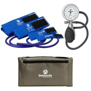 Imagem de Kit Manguito Esfigmomanômetro Aneróide Tipo Palma Pressão - Delta Life