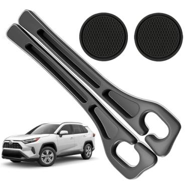 Imagem de POSPICE Organizador de enchimento de lacunas de assento de carro compatível com acessórios Toyota Rav4 Bloqueador de plugue de lacuna de assento com slot de armazenamento antiderrapante porta-copos