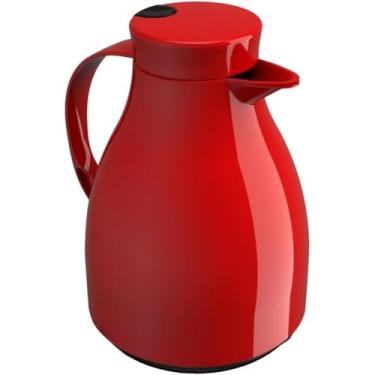 Imagem de Garrafa térmica com botão de pressão de 500 ml para chá e café, adequada para uso diário (Vermelha)