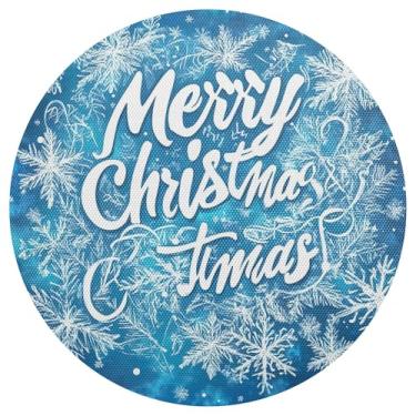 Imagem de xigua Jogo americano redondo de árvore de Natal, conjunto de 4, tapete de mesa redondo antiderrapante resistente ao calor, tapetes de mesa de 48 cm para decoração de cozinha, jantar e festa