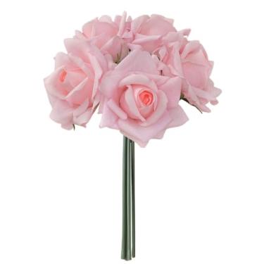 Imagem de zaoalife Rosas rosas rosas artificiais arranjo de flores de seda falso buquê toque real para decoração de festa em casa casamento