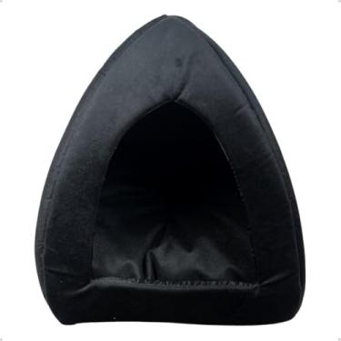 Imagem de Cama Toca Iglu para Cachorro e Gato – Caminha Pet Dupla Função com Almofada Confortável Inverno e Verão(Preto)