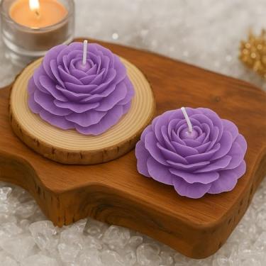 Imagem de Velas Rosa Kit 10 Flor decoração festa lembrancinha casamento eventos 30g (Lilás)
