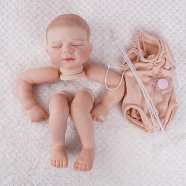 Imagem de DIY Bebê Reborn Boneca Silicone Com Pele Pintada À Mão Veias Visíveis 48cm Corpo de Pano Com Olhos e Chupeta (Não Montada) (Boneca com Olhos Fechados)