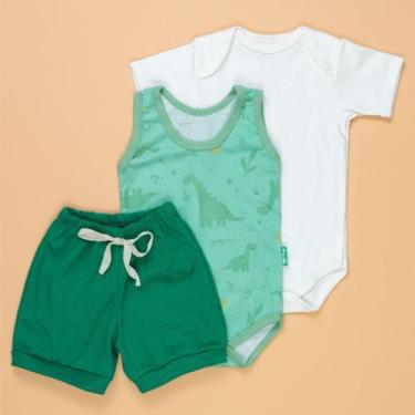 Imagem de Look Verão Bebê 3 Peças de Body, Regata e Shorts Fresquinhos - Era Uma