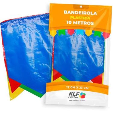 Imagem de Bandeirola Plástica Decorativa 10M Tamanho 17X23CM Pacote - TK Shoppin