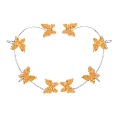 Imagem de 1 par de brincos de borboleta com glitter, zircônia, cryswtal, sem piercing, clipe de orelha ajustável, para mulheres e meninas, Acrílico Zircônia cúbica, Cobre