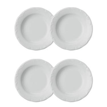 Imagem de Jogo 4 Pratos Fundos Pomerode Brancos 24 cm Porcelana Schmidt