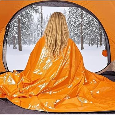 Imagem de Cobertores de emergência, equipamento isolado de emergência de sobrevivência ao ar livre, cobertor térmico com isolamento térmico Mylar, perfeito para acampamento, caminhada, corrida, maratona