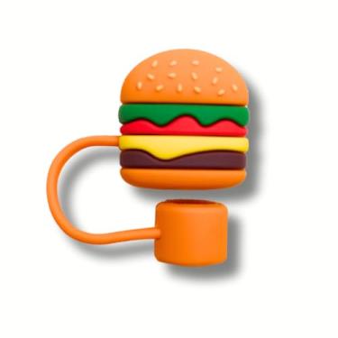 Imagem de Tampa para Canudo Tampa Protetora de Silicone para Canudo Copo Stanley 10mm Higiene Praticidade para Seu Copo e Garrafa (Hamburger)