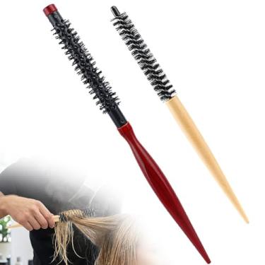 Imagem de 2 peças de escova de cabelo redonda pequena, mini escova de rolo Quiff para secar e enrolar cachos de barba