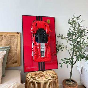 Imagem de iLuane Display Wallboard for Lego Technic Ferrari Daytona SP3 42143 Race Car Model Building Kit, Adult Collectibles Wall Mount, Home or Office Décor, Pinstriped (No Car Included)
