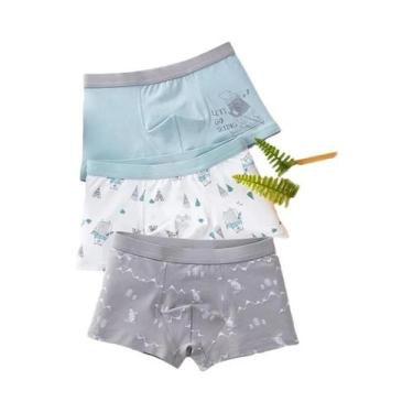 Imagem de Cueca De Algodão Para Meninos Com Estampa De Urso Em 3 Peças, Shorts L