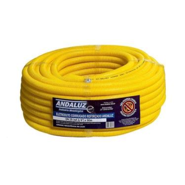 Imagem de Eletroduto Corrugado Linha Refoçador Cor Amarelo 10 Metros Andaluz