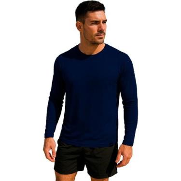Imagem de Camiseta Masculina Proteção Solar Uv50 Manga Longa  Slim Fitness, Azul
