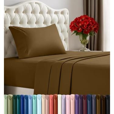 Imagem de Utopia Bedding Jogo de lençol solteiro – 3 peças para cama king size, microfibra macia e respirável, inclui 1 lençol com elástico, 1 lençol de cima e 2 fronhas (Mocha)
