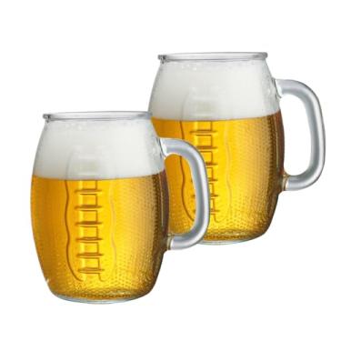 Imagem de Chefcaptain Canecas de cerveja de futebol de 1,2 litro 1,134 g Zero chumbo canecas com alça grande resistente (caneca de futebol)