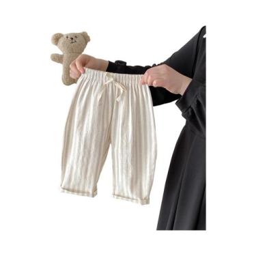 Imagem de Calças Vintage De Linho E Algodão Para Meninos Com Design De Cintura E