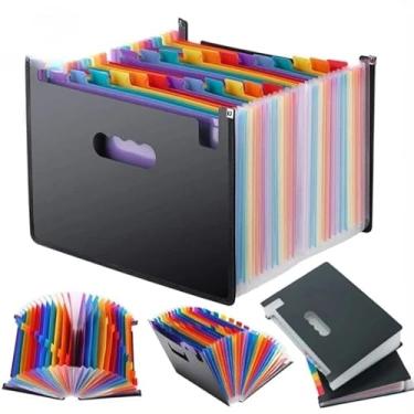 Imagem de Pasta Sanfonada A4 Colors com 12 Divisórias - Plástica Resistente para Documentos, Organizadora para Escritório e Casa, Versátil e Prática (24 divisórias,1 unidade)