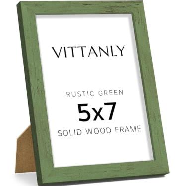 Imagem de Vittanly Porta-retrato 12 x 18 cm, moldura de madeira maciça com acrílico, inclui tapete de 10 x 15 cm, pendurar na parede ou mesa para decoração de casa, verde rústico, 1 pacote