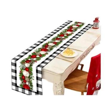 Imagem de Caminho De Mesa Xadrez Buffalo Feliz Natal 2025 Decorações De Mesa De 