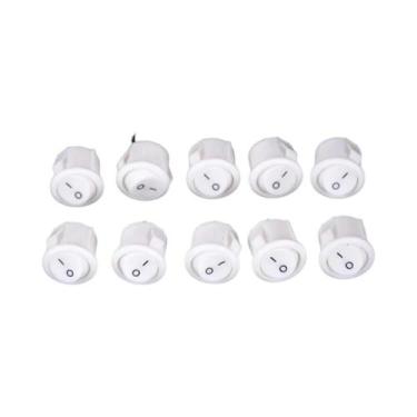 Imagem de Interruptores Rocker Redondos Mini Brancos De 16mm Com 2 Pinos, 10 Peç