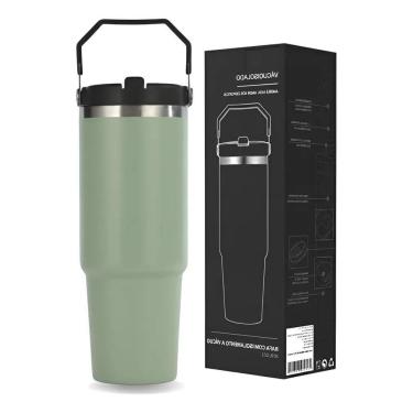 Imagem de Garrafa Copo Térmico Inox Sport Carro Água 900Ml Canudo Ver