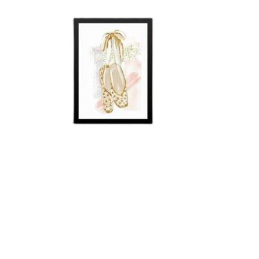 Imagem de Quadro Infantil Menina Sapatilha Balé Ouro 33X24Cm - Vidro