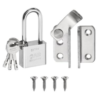 Imagem de PATIKIL Trava de porta flip de 2,5 mm, parafuso deslizante de aço inoxidável 304 com abertura esquerda para quarto, portas de banheiro, armários janelas, prata