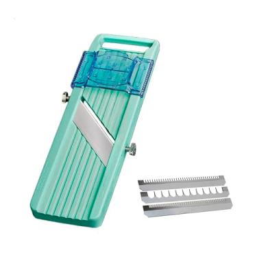 Imagem de Fatiador Cortador de Vegetais e Legumes Japonês Mandolin Benriner 3 Lâminas Aço Inox (Verde)