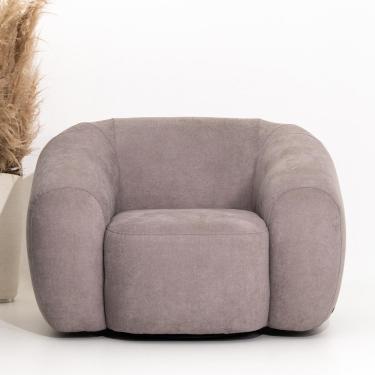 Imagem de Poltrona Decorativa Base Giratória  Aço Carbono Cannes Linho Prata G81 - Gran Belo