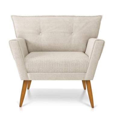 Imagem de Poltrona Anitta Linho Pés Palito Castanho Cor A27 Areia