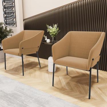 Imagem de Kit 4 Cadeiras Para Sala De Jantar Estar Living Olívia L02 Bouclê Mostarda - Lyam Decor