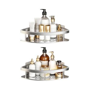 Imagem de Prateleira De Canto Para Banheiro Sem Furos, Suporte De Parede Para Ch