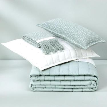 Imagem de Kit Enxoval Colcha Cobreleito Queen Dupla Face Lavive Diana Percal 200