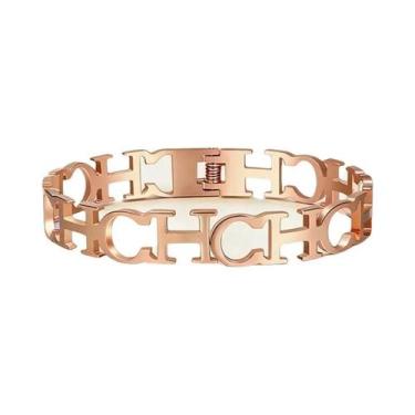 Imagem de Pulseira De Punho Em Ouro Rosa Com Letra H Para Mulheres, Joia De Luxo