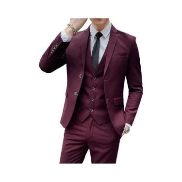 Imagem de Terno Slim Fit Masculino 6XL: Blazer, Colete E Calças Para Negócios, C